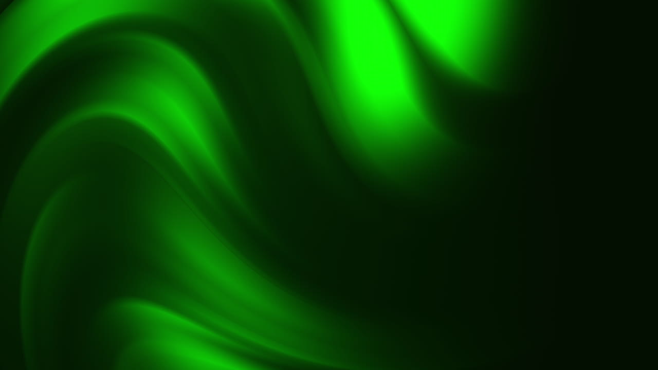Green swirling glowing wave. Blurred abstract looping background. Flow animation.