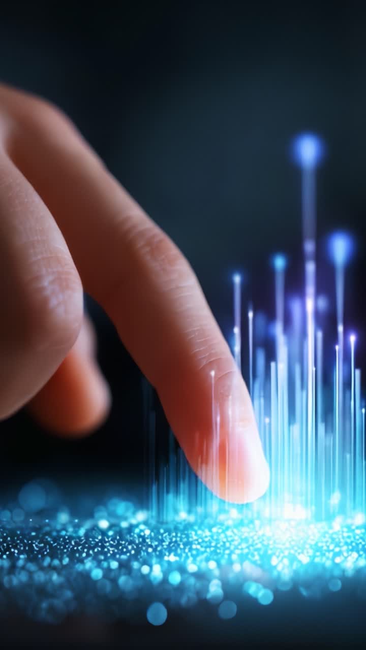 A Hand Touching a Bright, Bioluminescent Surface, Creating Vivid Light Waves and Energy Patterns in a Dark Environment, Symbolizing Technology and Innovation