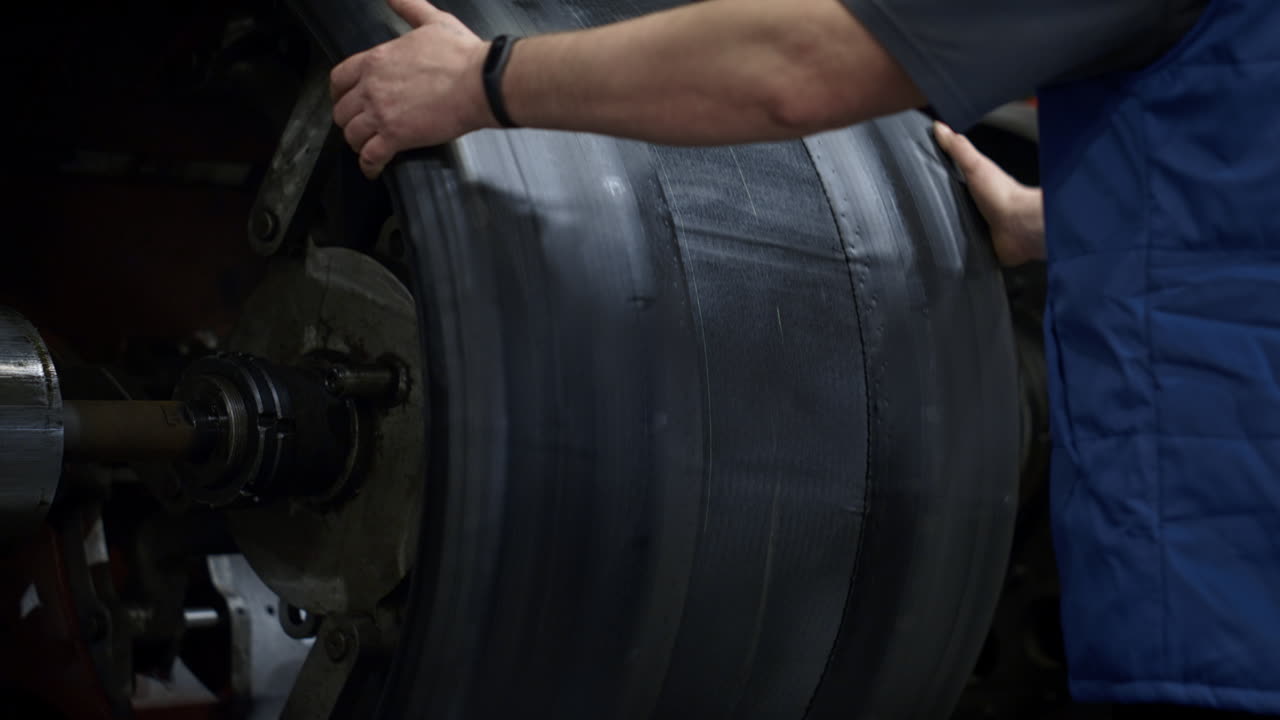 타이어 제조 워크 ⁇  직원이 생산 자동 작업 프로세스를 확인합니다.