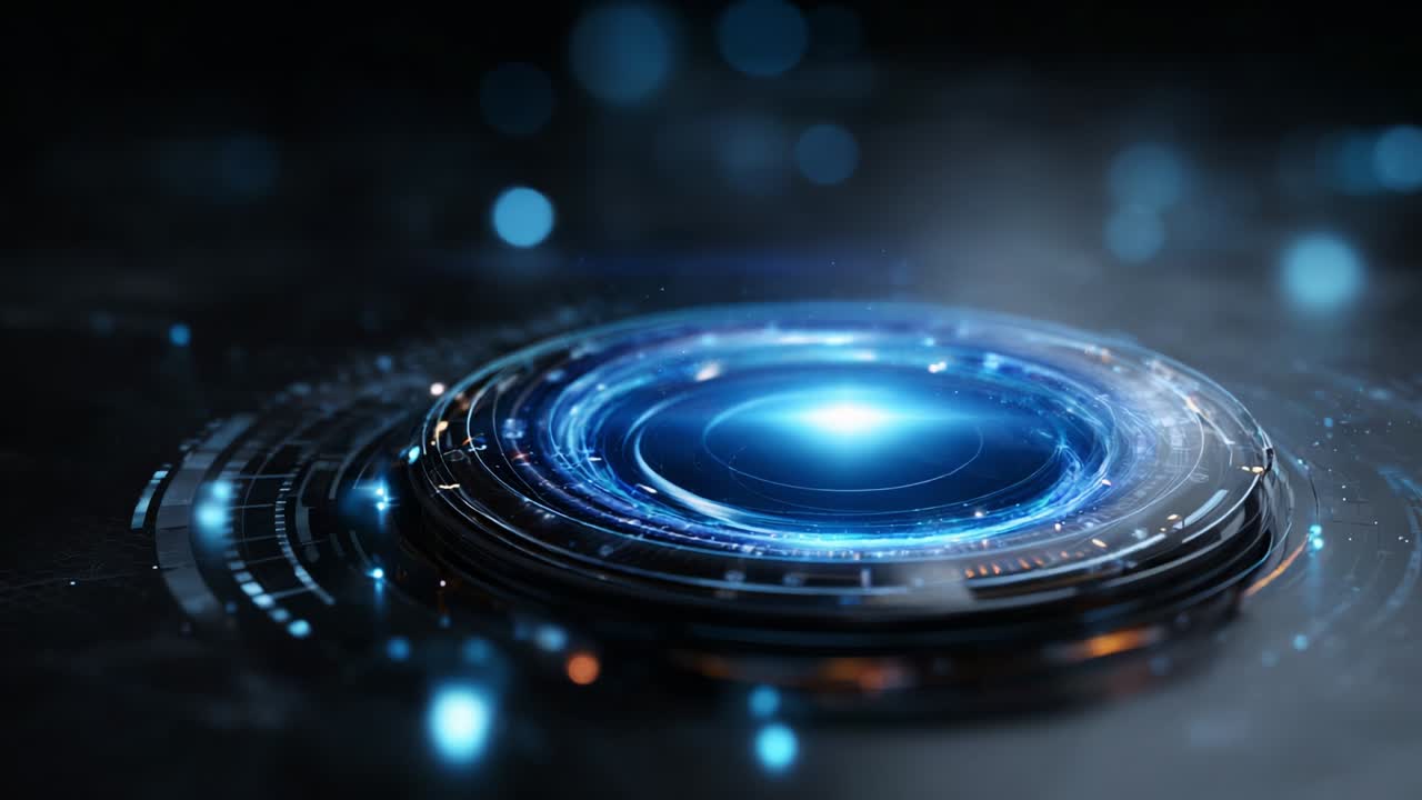 A Stunning Transformation from a Blue Circular Energy Core to a Brilliant Orange Portal Animation, Showcasing a Dynamic Shift in Digital Aesthetics and Light Effects for Futuristic Visuals