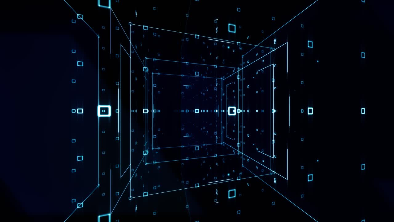 3D Abstract Cube Motion Spinning Digital Data Technology Background, Animation Seamless Loop 4k