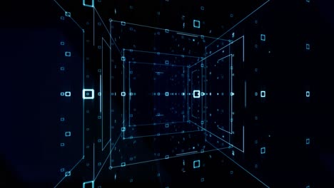 3d abstract cube motion spinning digital data technology background, animation seamless loop 4k