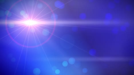 abstract blue background with lens flare and blurred white lights with bokeh effect animation