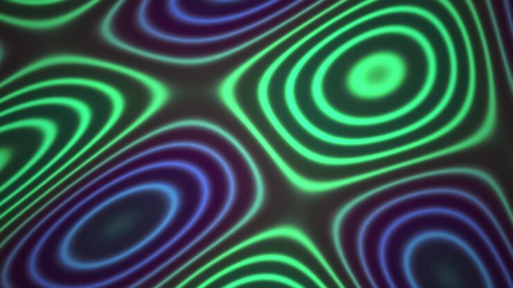 Abstract Motion Background with Glowing Green and Blue Concentric Circles