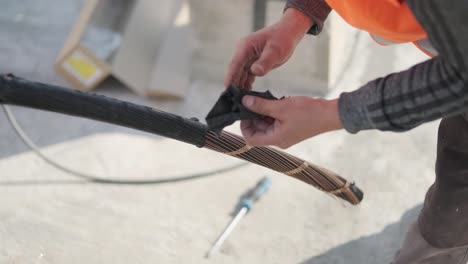 power cable installation process at a transformer substation