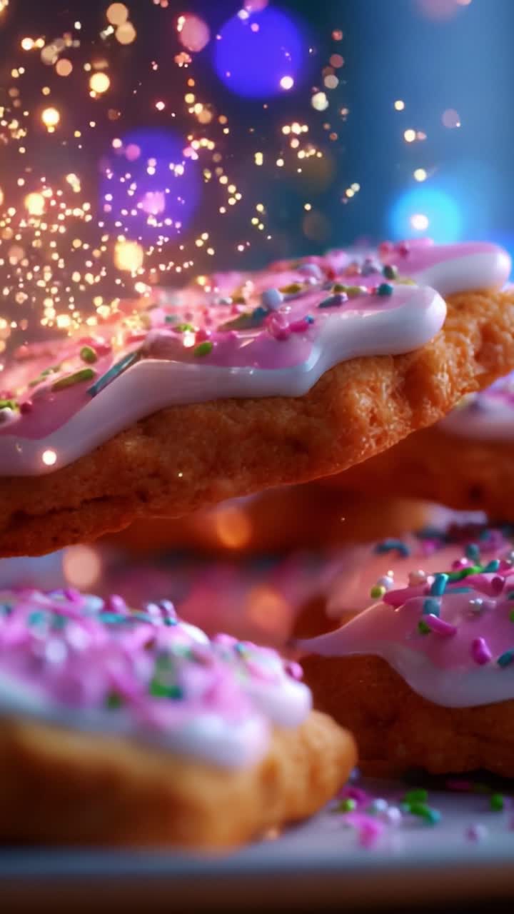 Deliciously Decorated Cookies Glimmering with Colorful Sprinkles and Frosting: A Festive Delight Captured in Two Stunning Frames