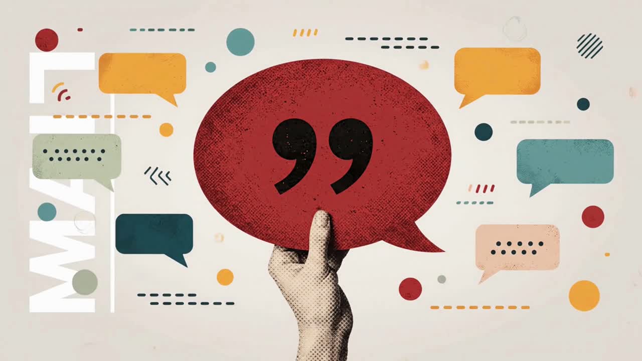 Sharing Quotes and Testimonials with a Hand Holding a Speech Bubble