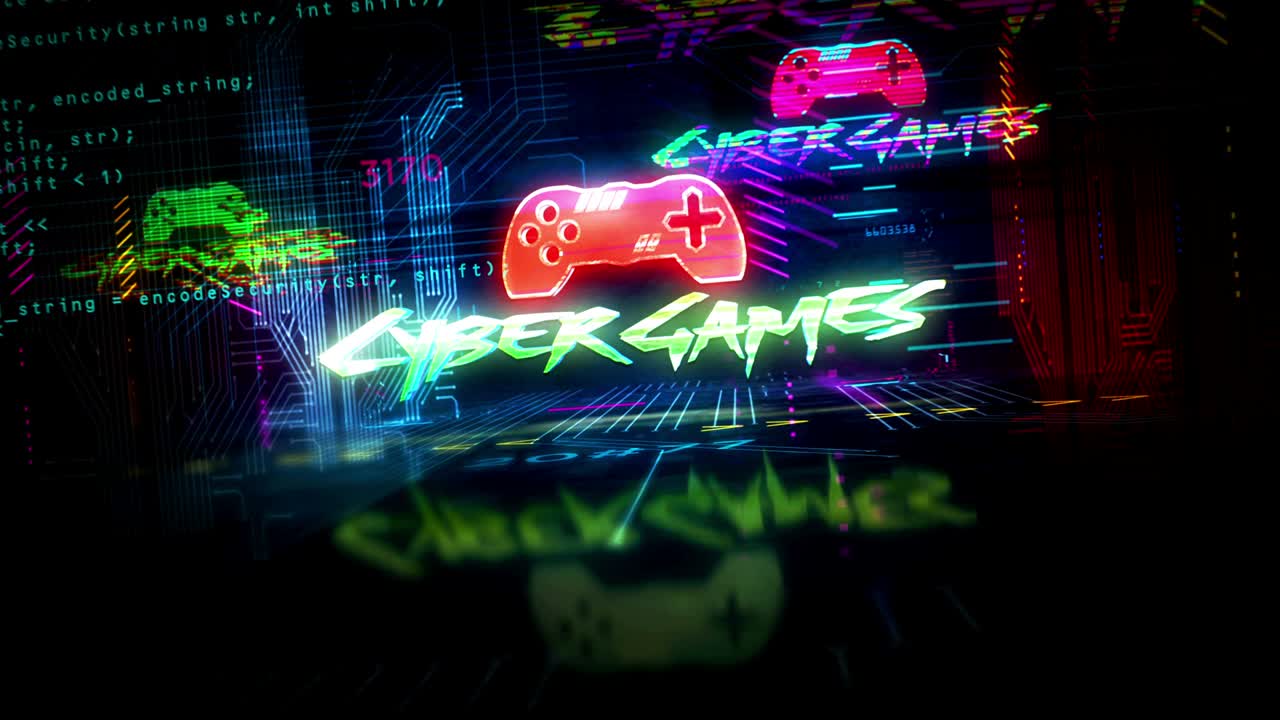 Cyberpunk city style intro with esport cyber games club loop intro