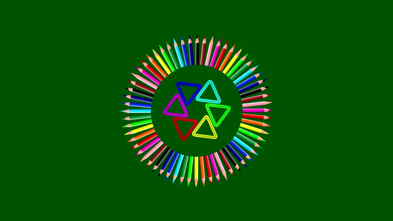 중앙에서 회전하는 그래픽 그림은 색을 바니다.