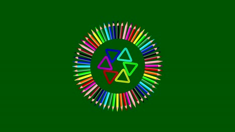dibujos gráficos que giran en el centro cambiando de color.