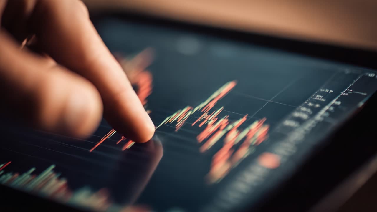 Analyzing Financial Data on a Digital Tablet: An Insightful Process of Interpreting Stock Market Trends and Price Movements Through Visual Graphs