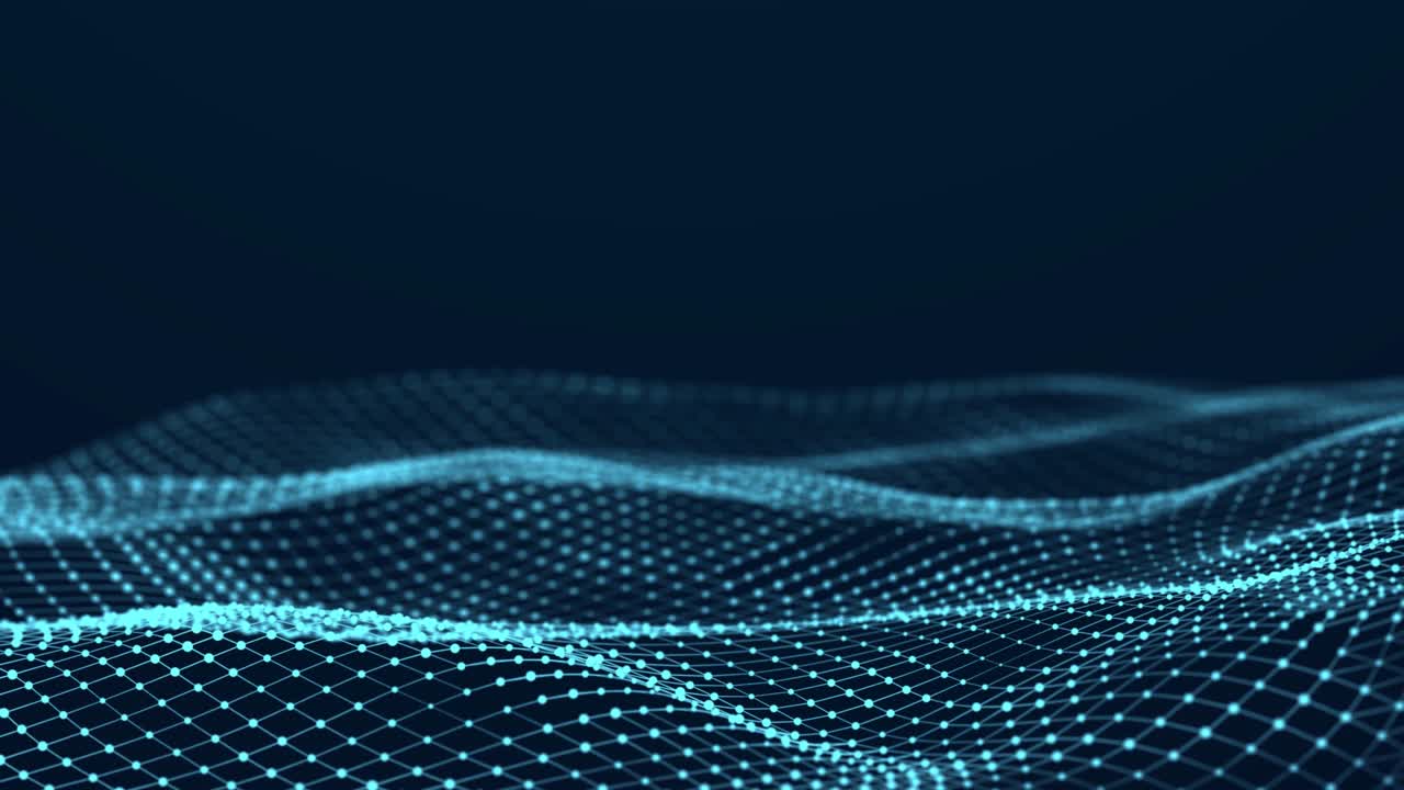 onda dinâmica com muitos pontos. fundo de movimento abstrato de pontos coloridos. tecnologia ou ciência. 3d rendering loop sem costura. 4k