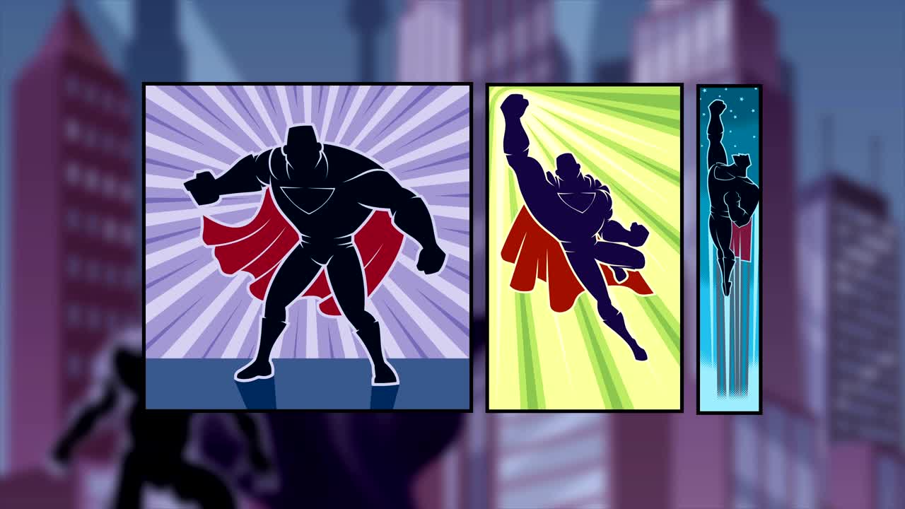 슈퍼히어로 만화책 인트로