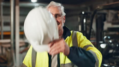 construction worker in warehouse