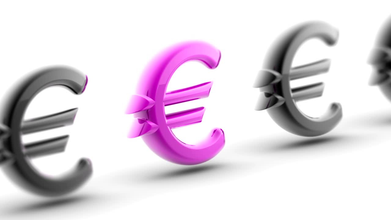 el icono del euro. las imágenes de bucle tienen resolución de 4k.