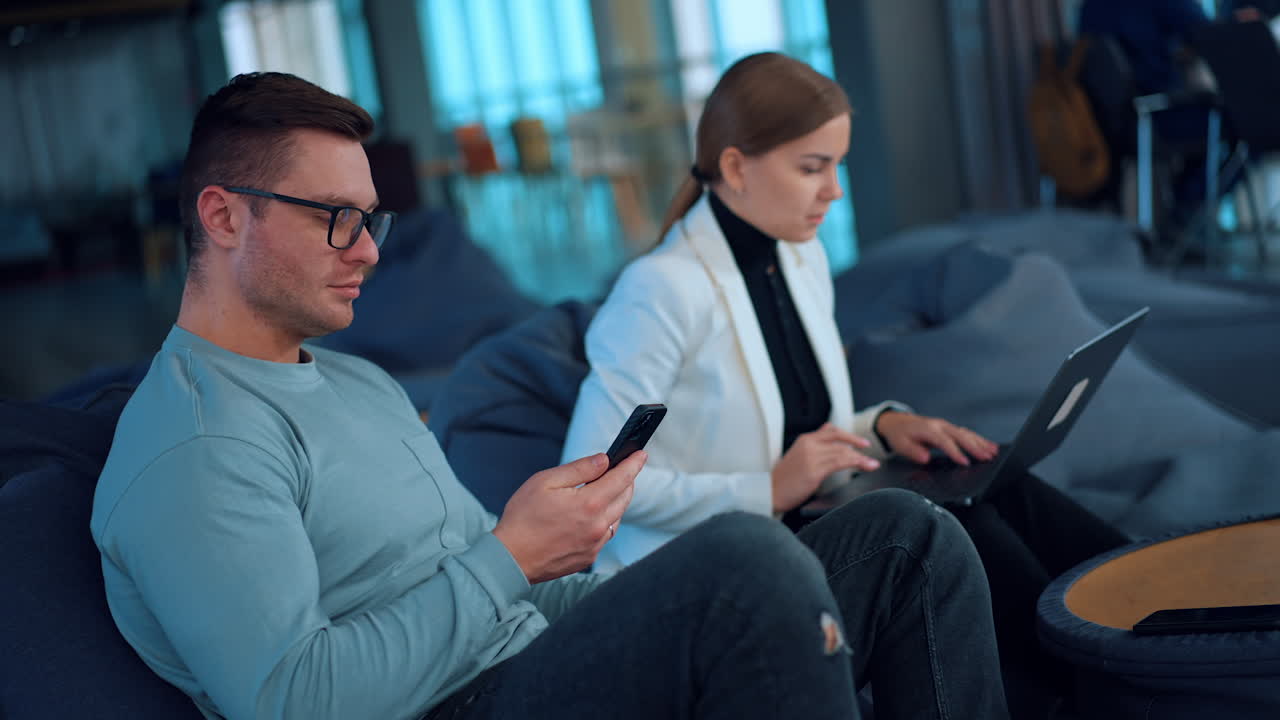 Coworkers collaborating in a modern office setting
