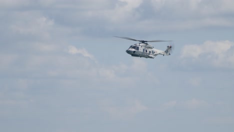 nh90 helicopter hovers stationary and yaws to the left - no horizon