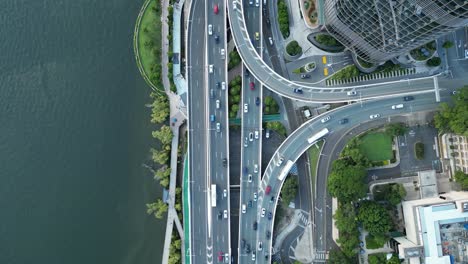 Drone-shot-of-Base-of-1-William-St,-Brisbane-top-down-view