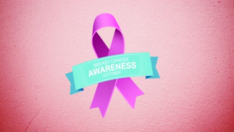 Animation-of-pink-ribbon-logo-and-breast-cancer-text-appearing-on-pink-background