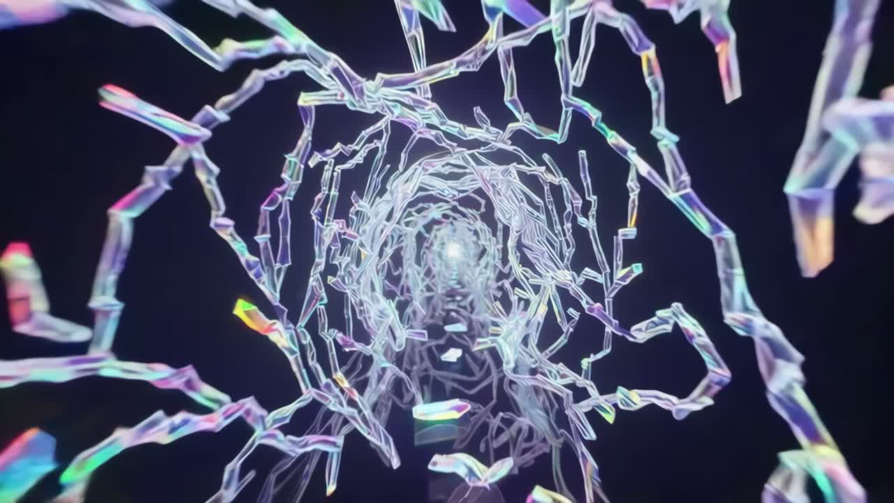 추상적인 iridescent 크리스탈 터널