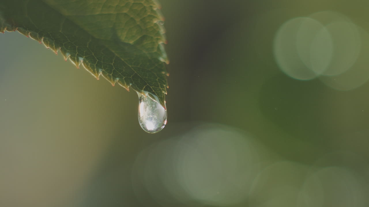 gota de rocío en una hoja de rosa