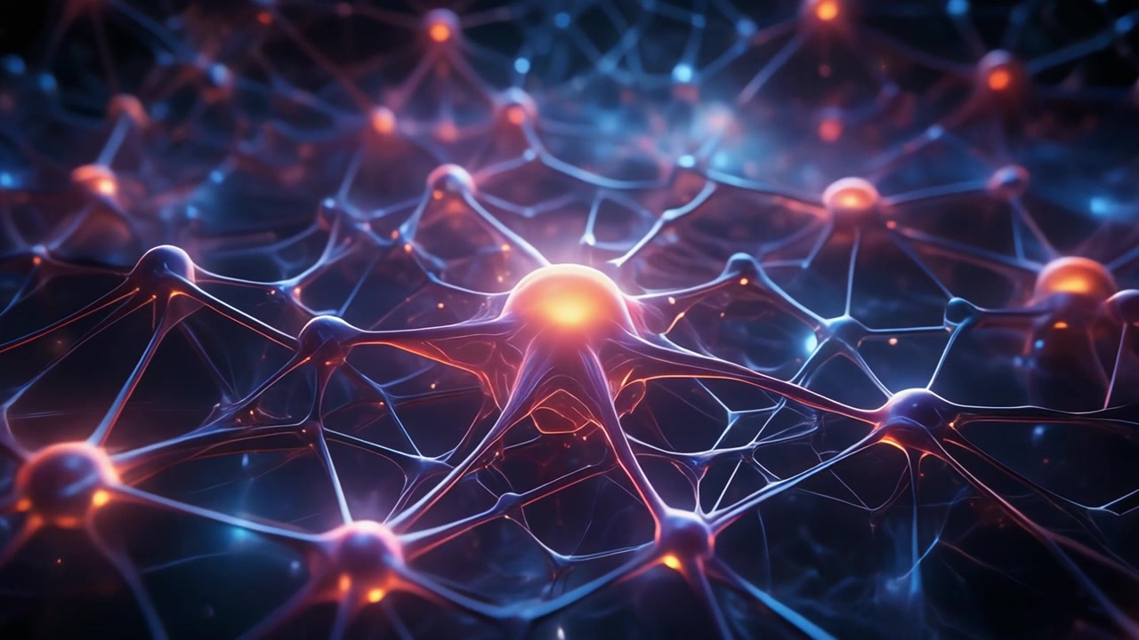 Abstract Neural Network Connection with Glowing Nodes and Synapses