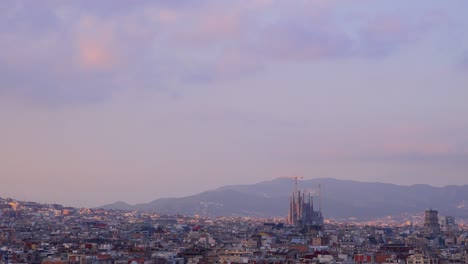 the distant skyline of barcelona spain
