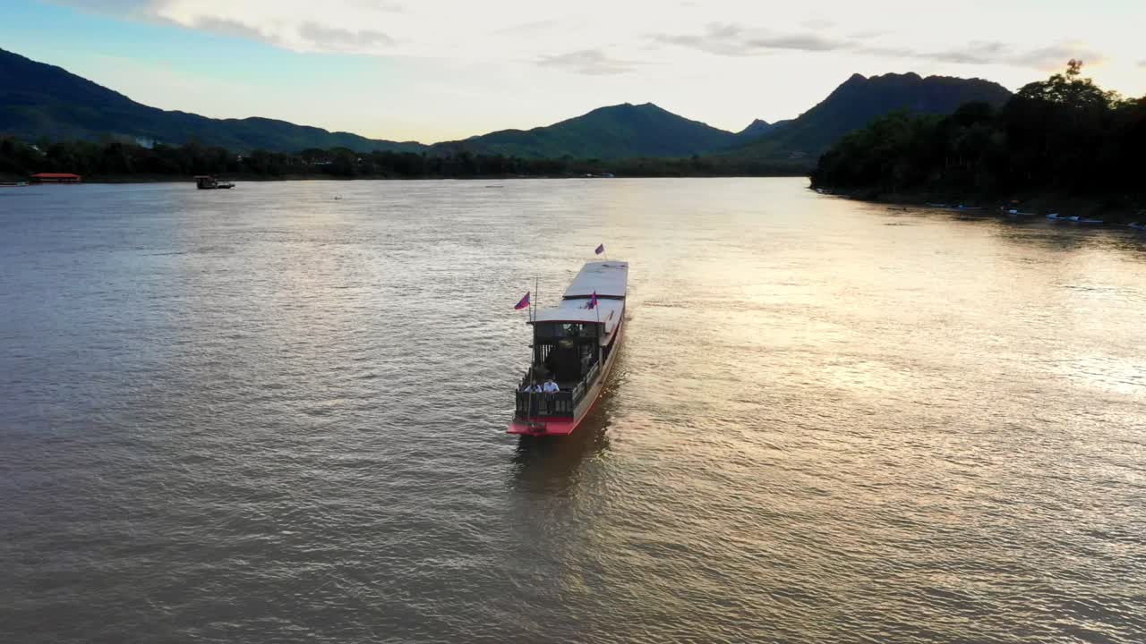 Boat On Mekong River In Laos