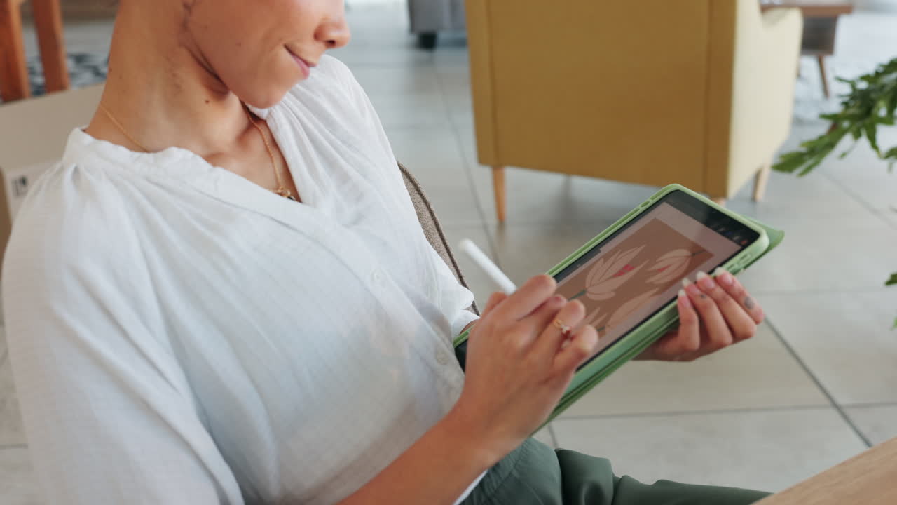 tableta, arte de diseño web y dibujo de mujer negra