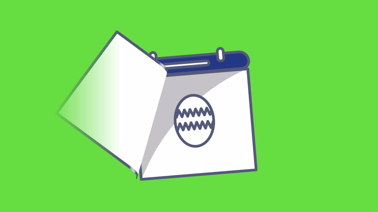 Video 4K di un design a uovo di Pasqua a cartone animato su sfondo verde