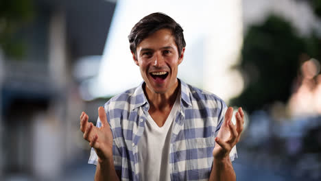 Caucasian-man-looking-excited-and-surprised,-looking-at-the-camera