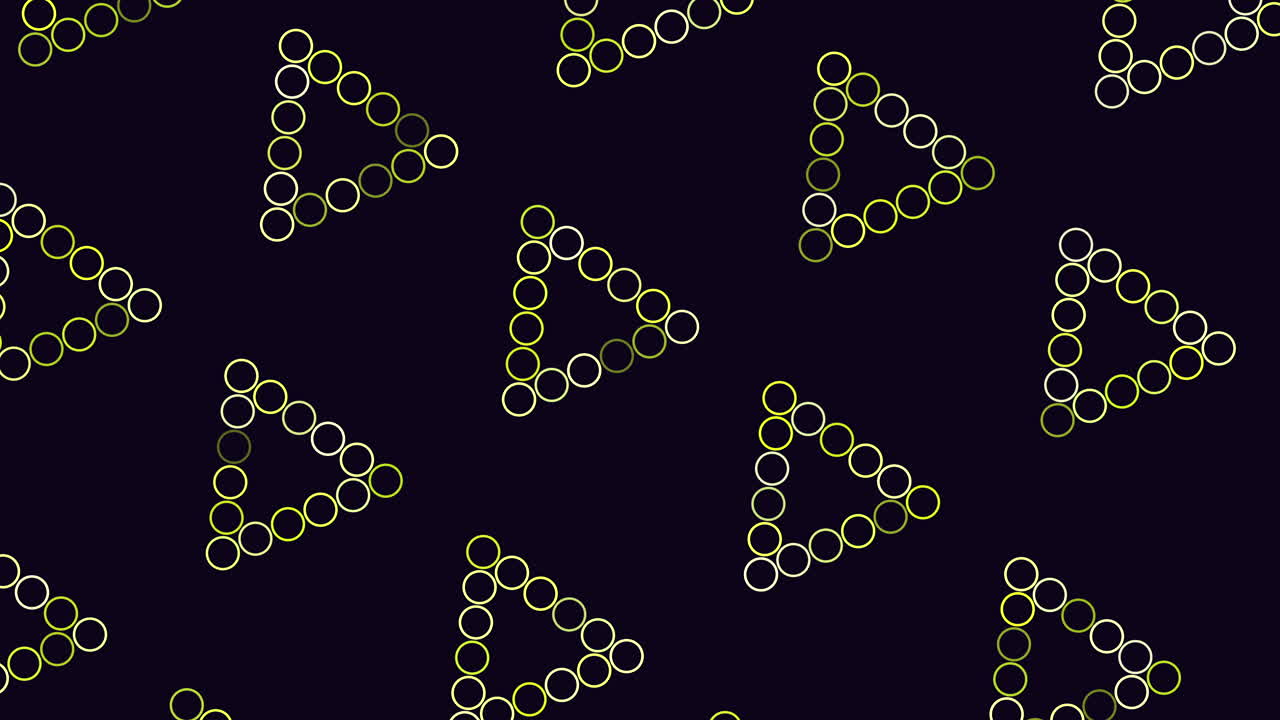 patrón geométrico de círculos azules en una disposición triangular negra con líneas de conexión