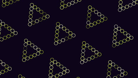 patrón geométrico de círculos azules en una disposición triangular negra con líneas de conexión