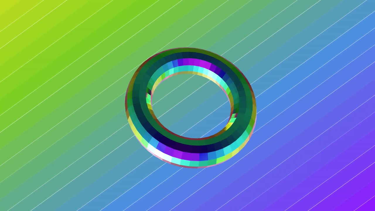 네온 다채로운 배경 위에 3d 다채로운 모양의 애니메이션