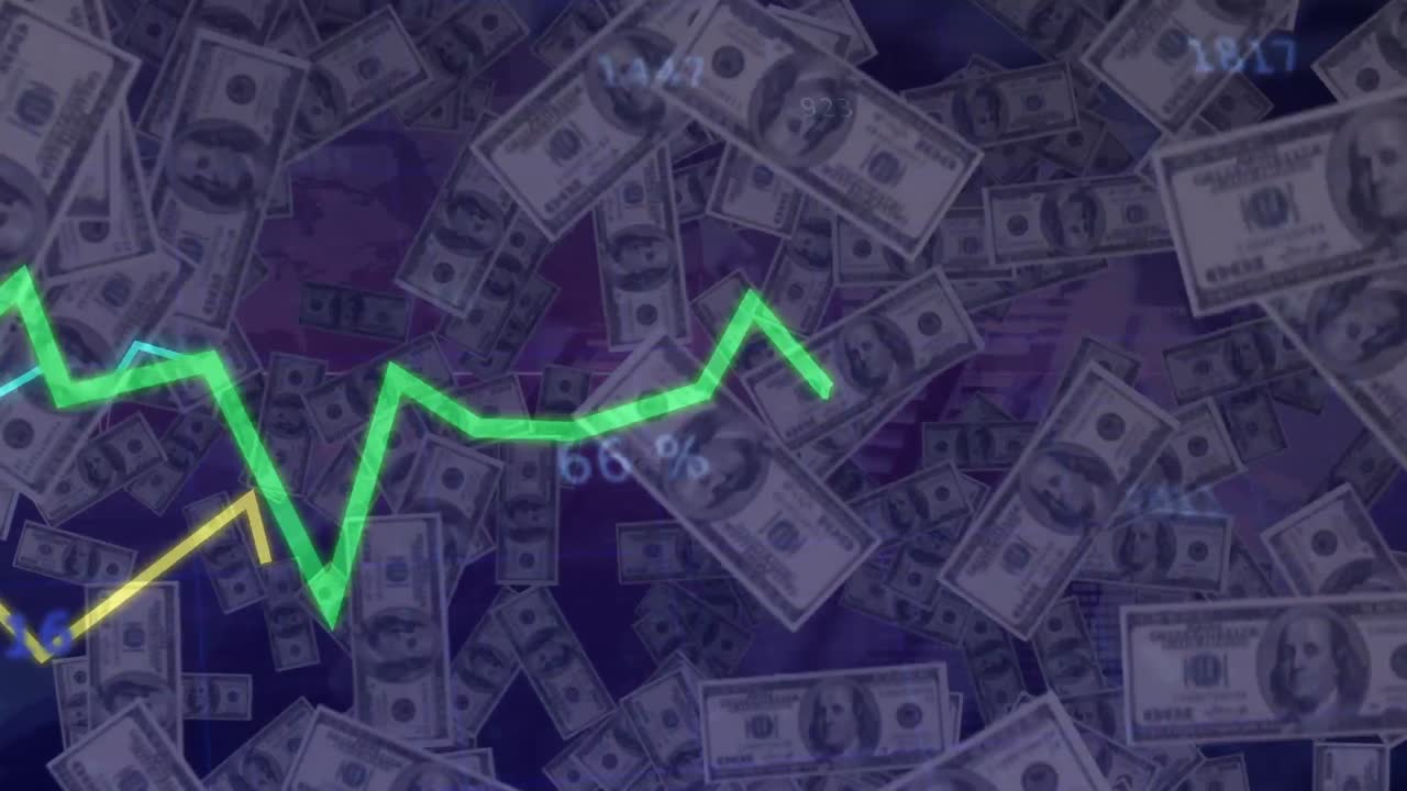 animación del procesamiento de datos sobre billetes