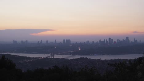 Puesta-De-Sol-En-Estambul,-Transición-A-La-Noche.