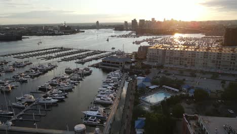 sunset of fed hill in baltimore, maryland