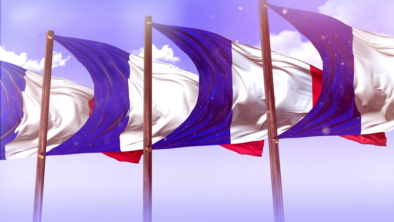 바람에 펄럭이는 프랑스 국기