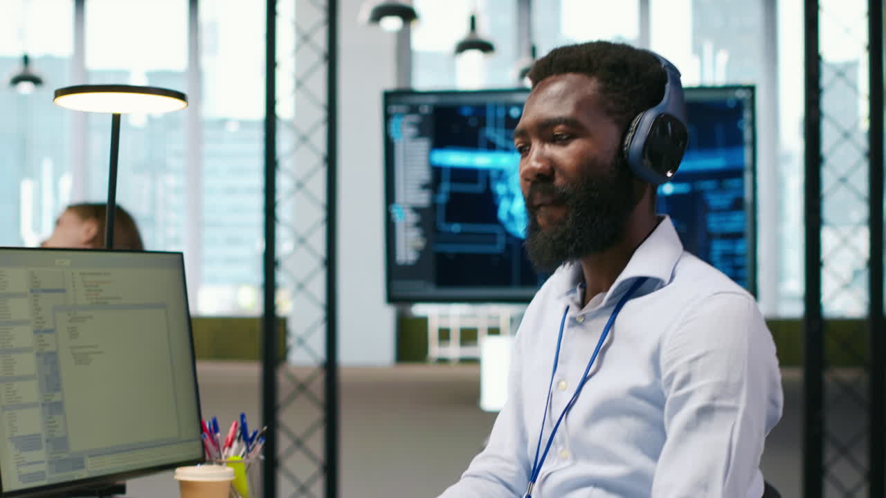 Technician Using Pc To Code, Testing Applications To Minimize Bugs