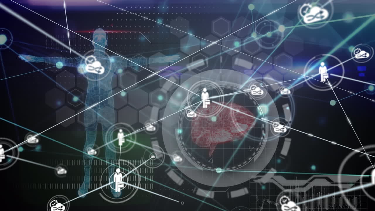 연결 네트워크를 통해 데이터 처리의 애니메이션