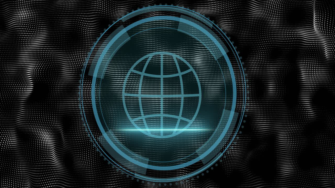 Animation of digital globe and scope scanning over white spots