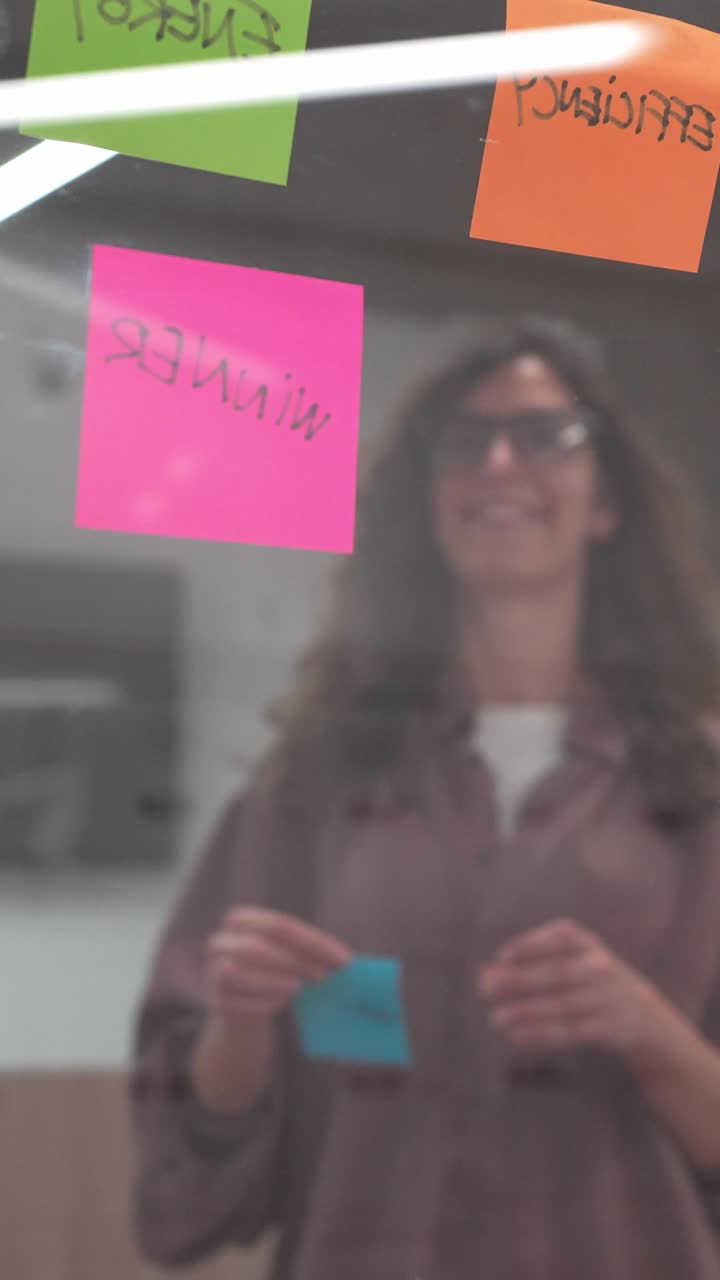 Sessione di brainstorming con colorati post-it