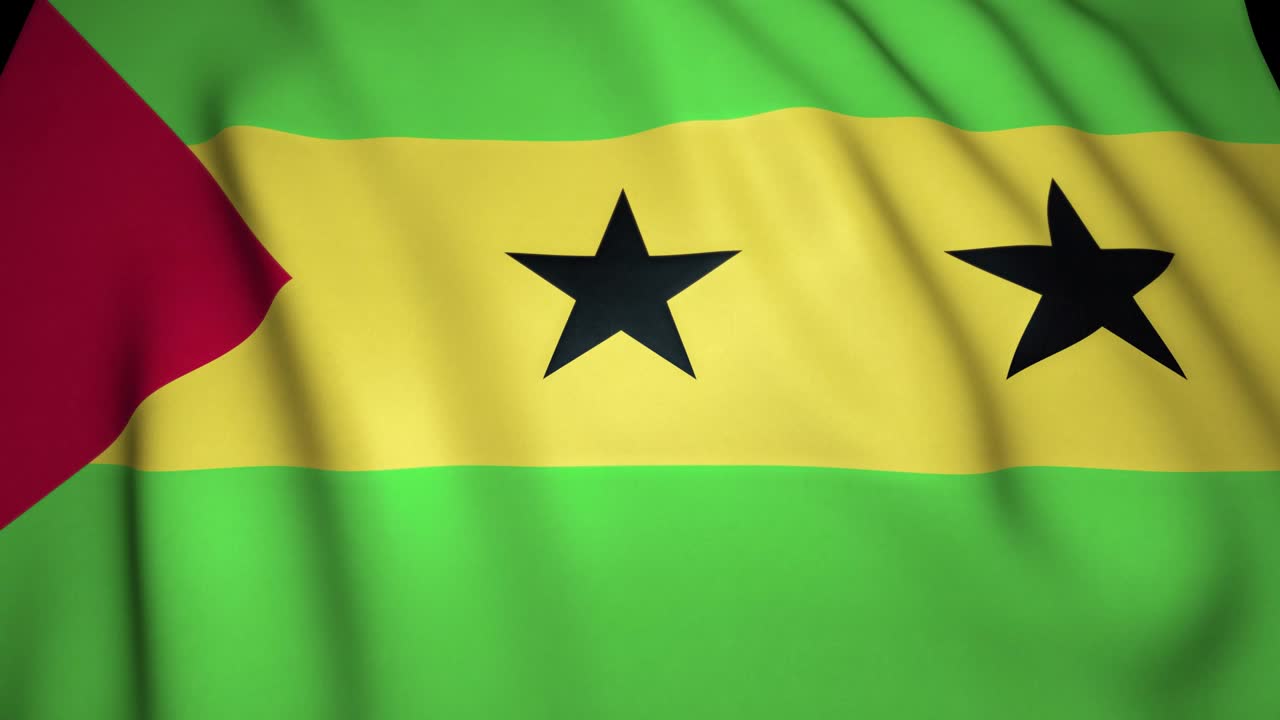 Viftende realistisk Sao Tome flagbaggrund. Loop-animation.