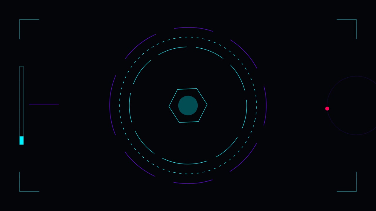 Futuristic Digital HUD Interface with Rotating Circular Elements