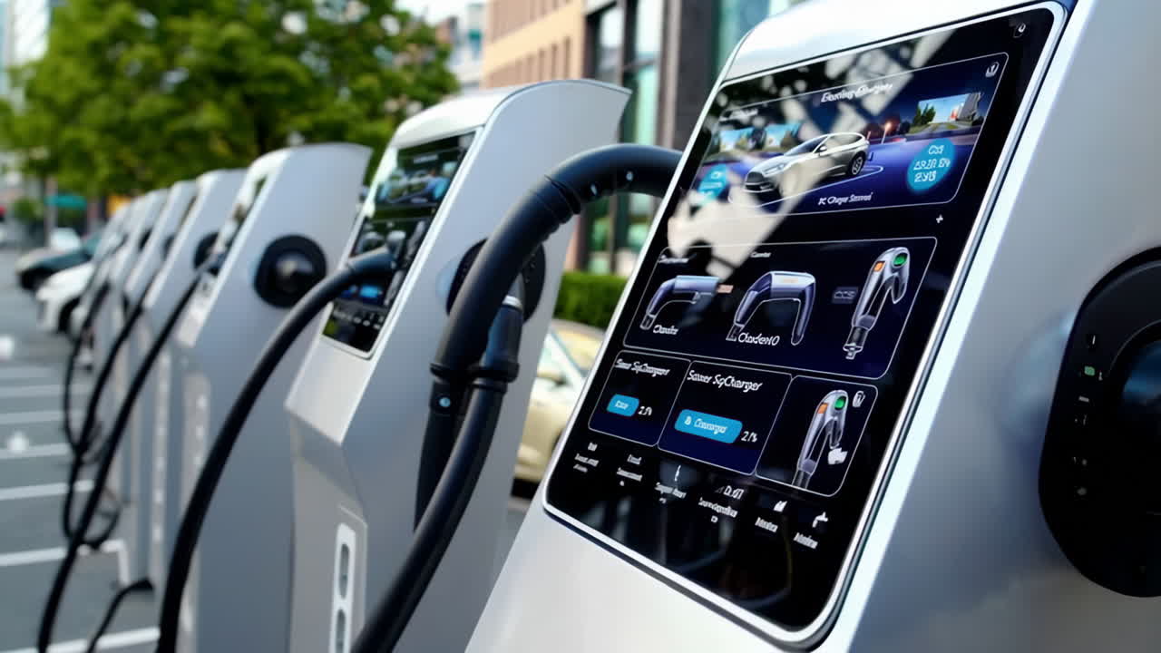 Close-up of an Electric Vehicle Charging Station Display