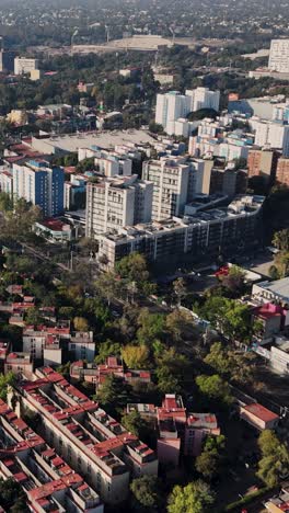vertical aerial perspective of residential areas of coyoacan, cdmx