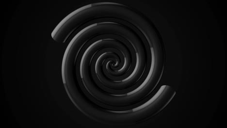 animation of a gray twisted spiral. animation. hypnotizing black and grey spiral turning