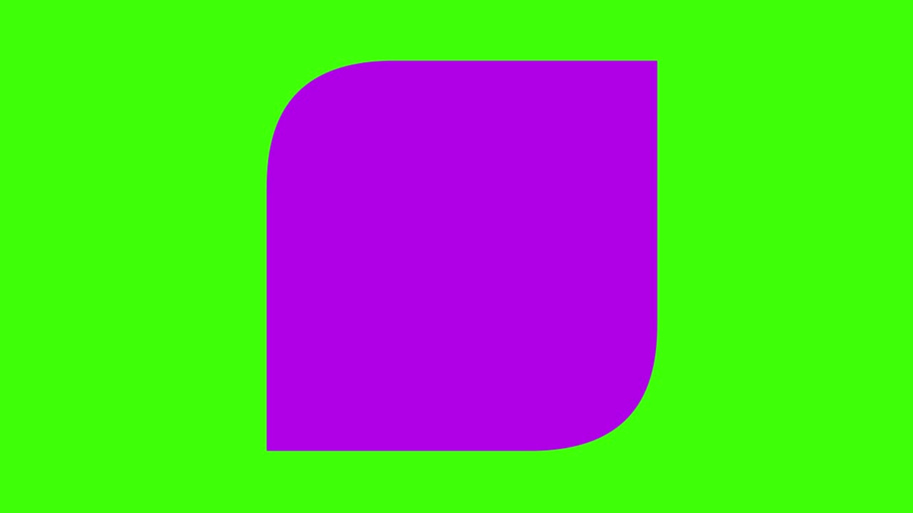 녹색 화면에 모양과 요소 아이콘의 애니메이션