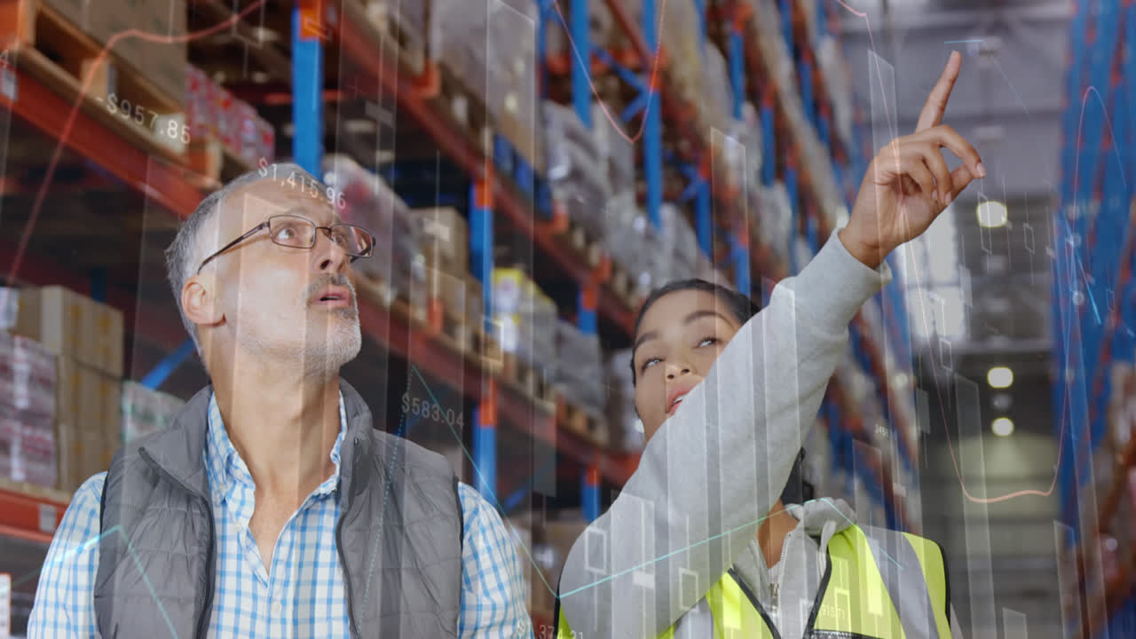 animación del procesamiento de datos sobre las personas que trabajan en el almacén