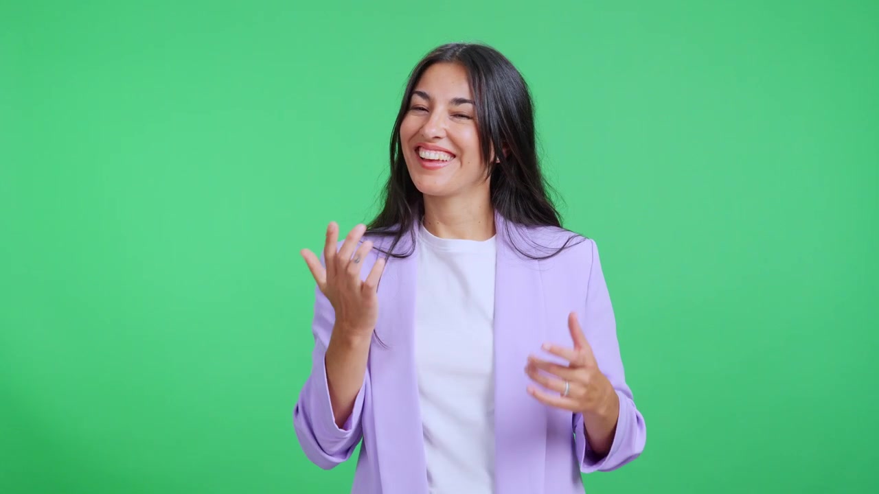 Young Woman Having an Idea and Gesturing Against a Green Screen